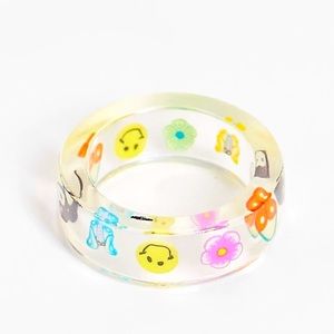 ASOS Clear Plastic Ring w/ Kitschy Charms - NWT!